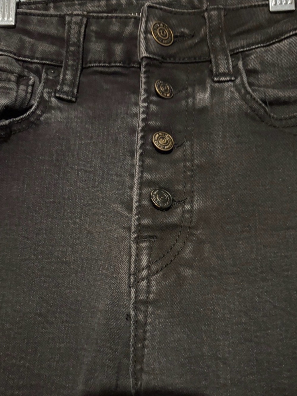 🖤 TRUE RELIGION Halle High Rise Super Skinny Exposed Button Fly Black Jeans | 27 - Picture 3 of 12